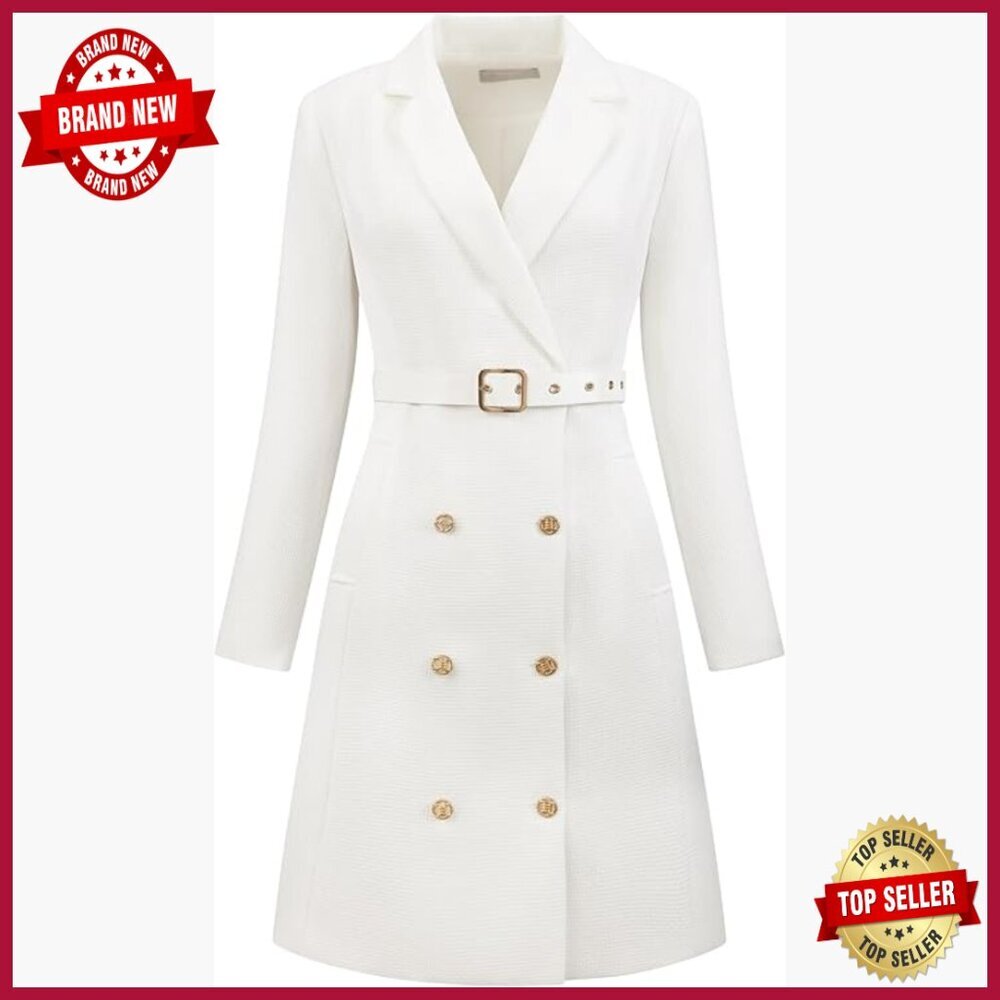 Tweed Blazer Dress with Belt, Long Sleeve, Knee Length, Regular Fit